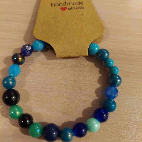 Shades of Blue Handcrafted Beaded Bracelet- SOLD OUT - Picture 3 of 3